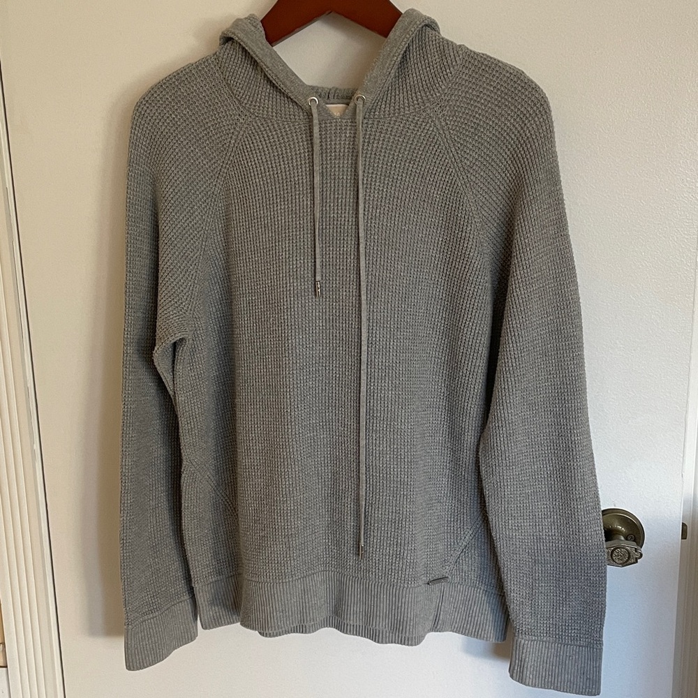 Size L Michael Kors Gray Waffle Knit Hoodie Sweater
